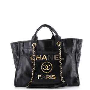 Chanel Medium Deauville Tote Embellished Shiny Calfskin